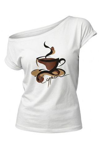 Ženska bela majica Coffee – 100% bombaž in stilski dizajn