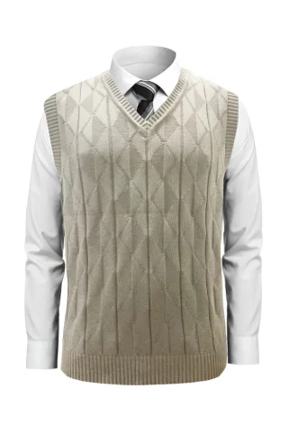 Muški pleteni prsluk Riko BB Cerino-BB beige