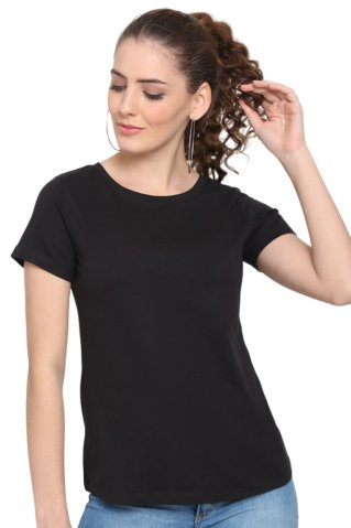 Damen-T-Shirt mit kurzen Ärmeln Schwarz