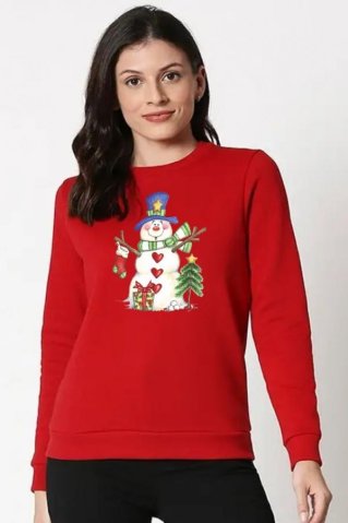 Ewident Cutesnow női téli pulóver – Hóemberes piros