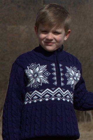 Dětský modrý svetr s norským vzorem KIRK-Z