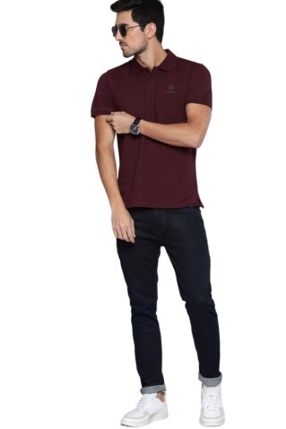 Bordowa koszulka polo Ewident