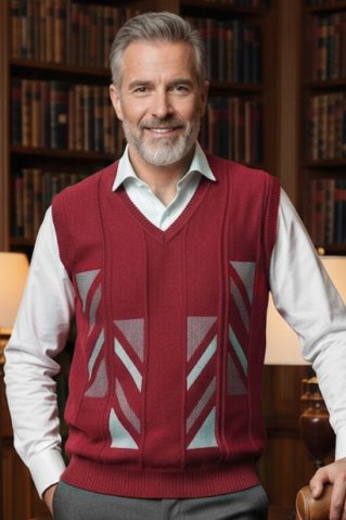 Pisan brezrokavnik v retro vzorcu Kelt-BB bordo