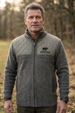 Lovački džemper s dugim patentnim zatvaračem – motiv divlje svinje