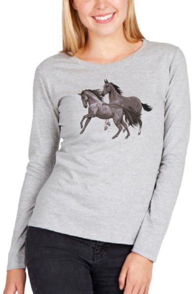 Horseduo női póló 100% pamut szürke