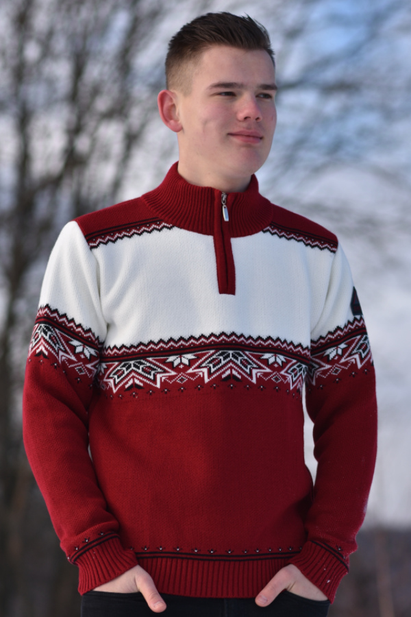 Pánsky sveter s nórskym vzorom Parker Z vínová