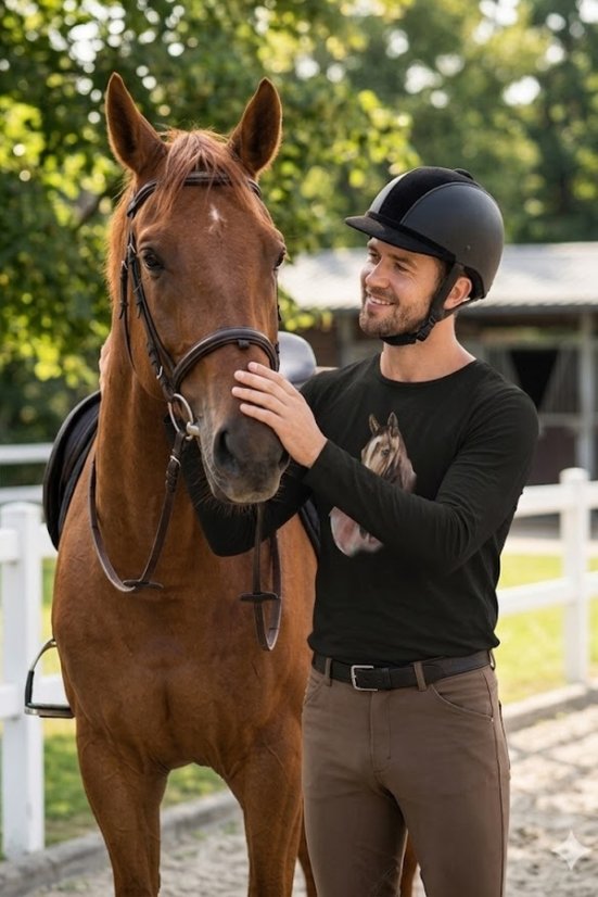 Horse3 muška jahačka majica – crna