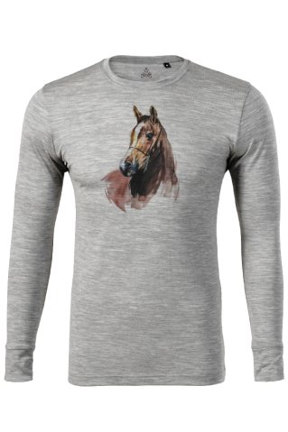 Horse3 sivé pánske jazdecké tričko