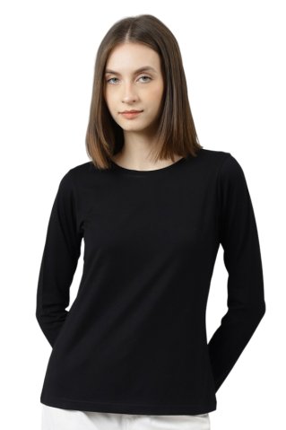 Cotton long sleeve T-shirt black