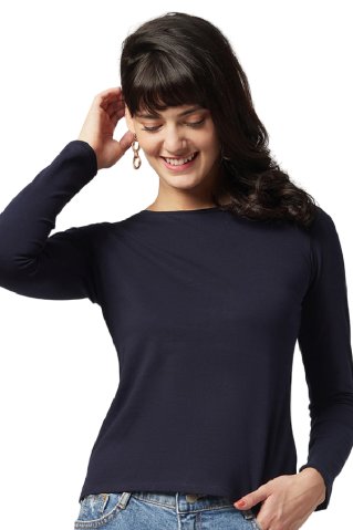 Cotton long sleeve T-shirt navy