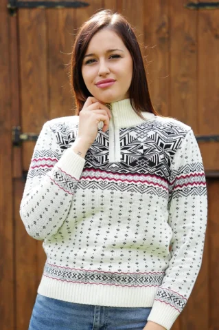 Damski biały norweski sweter wełniany Libora-Z