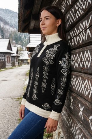 Pulover de damă norvegian negru Folka-Z