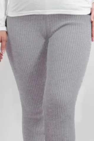 Damen Gestrickte Leggings Grau