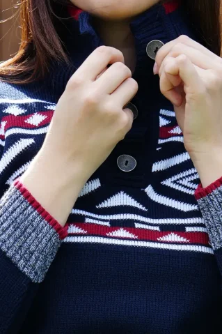 Dámsky nórsky sveter na zapínanie – Klea, modrá