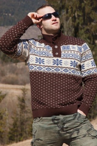 Kevin men's button-up sweater brown