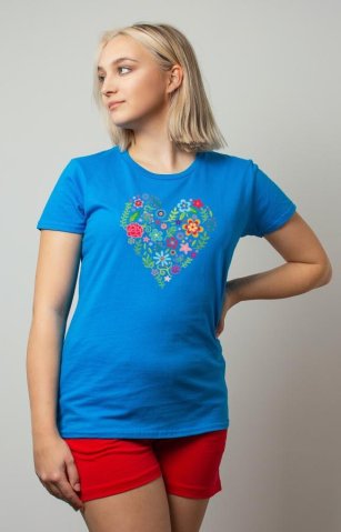 Krótka piżama damska Serce niebieska