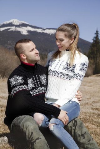 KIRK-Z męski czarny sweter z norweskim wzorem