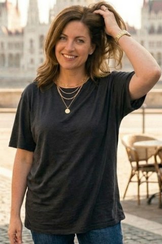 Črna ženska majica 100 % bombaž | Postavo poudari kroj do 4XL | Ewident