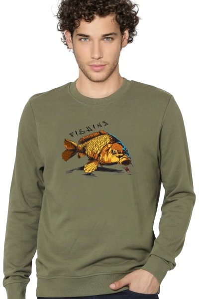 Fishgrafiti mintás férfi pulóver