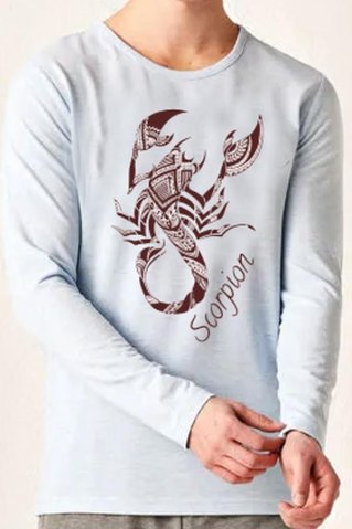 Herrenpyjama mit Skorpion-Motiv