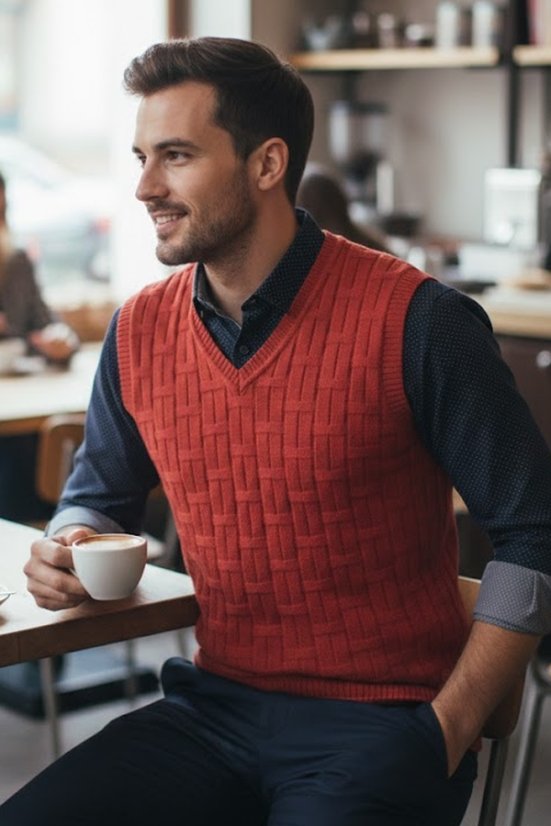 Pánska pletená vesta Otto BB tehla