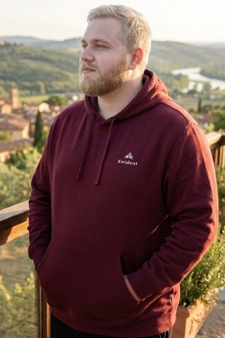 Pánska bordová mikina s kapucňou