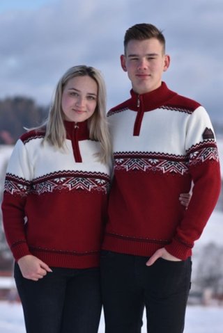 Pánský norský svetr Parker-Z ve vínovém provedení na zip – Ewident