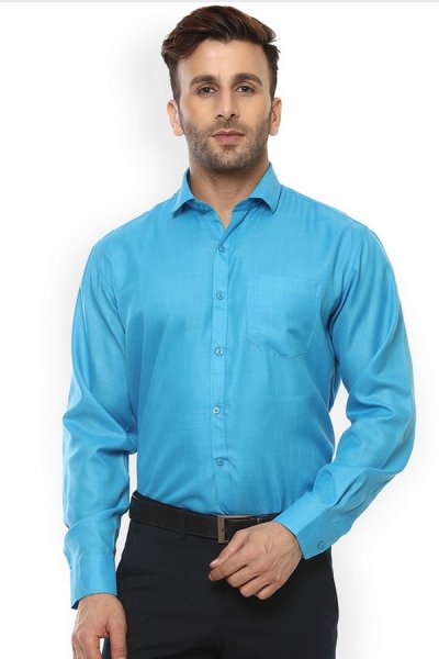 Kvalitetna moška modna srajca turkizne barve 44545