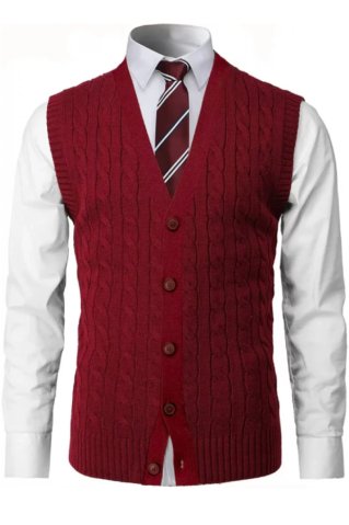 Herren Strickweste mit Knöpfen CrimBBA Bordeaux