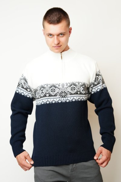 Férfi norvég mintás pulóver Ignac Z kék