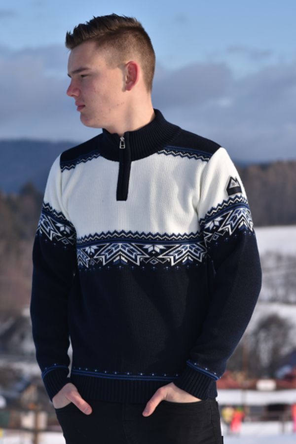 Parker Z kék férfi norvég mintás pulóver