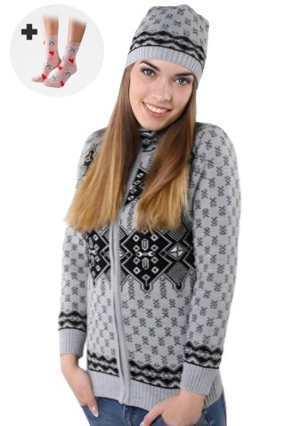 Damski szary sweter zimowy – norweski design Kena-Az