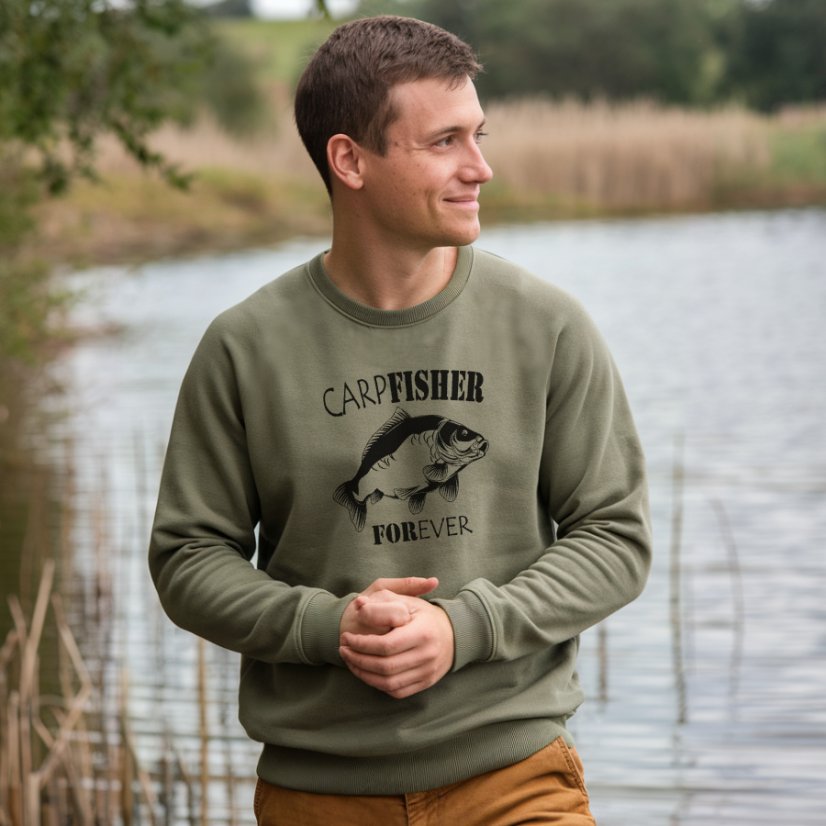 Mikina pre rybárov Carpfisher Ewident s okrúhlym golierom