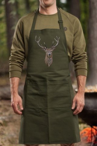Hunting apron with dominant deer motif - Ewident