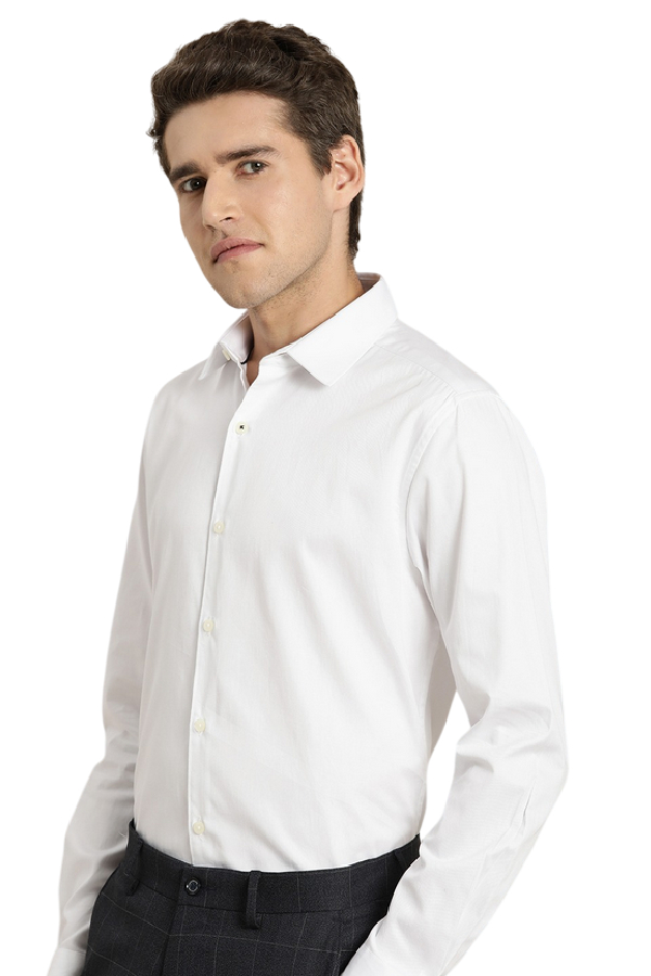 Moška srajca z dolgimi rokavi v beli barvi 00200