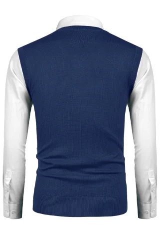 Pánska pletená vesta Kocka BB modra