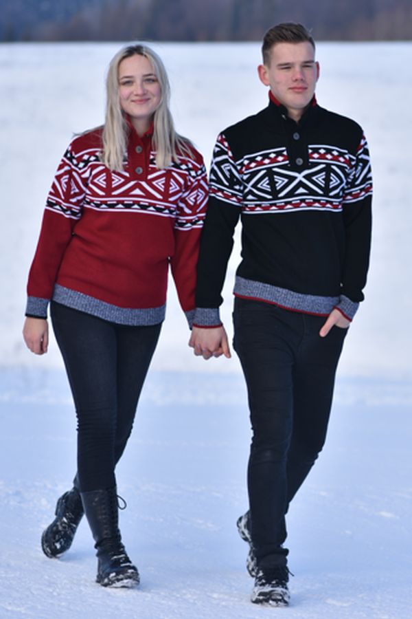 Norveški pulover z gumbi Klea bakrena