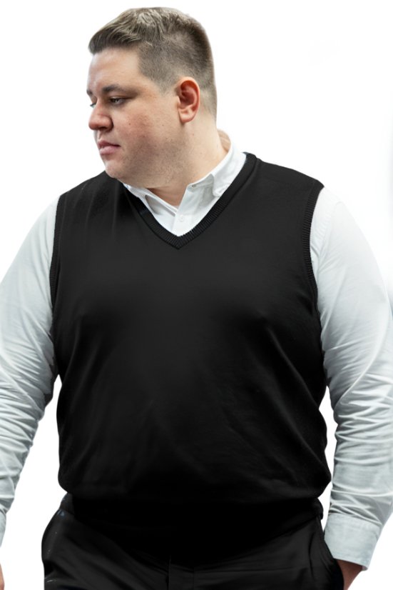 Elegantni crni pleteni prsluk P2037BB – 3XL–6XL