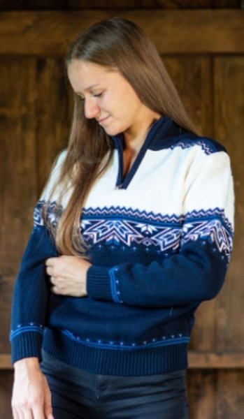 Dámsky sveter s nórskym vzorom Parkera modrá