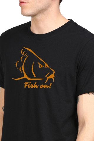 Men’s Fishing T-Shirt Fish On! – Stylish Black T-Shirt for Anglers