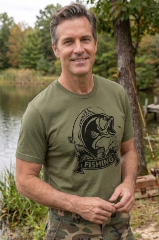 Fish3 fishing T-shirt 100% cotton green