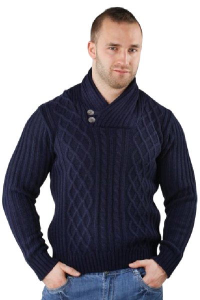Férfi kötött pulóver KONGO kék