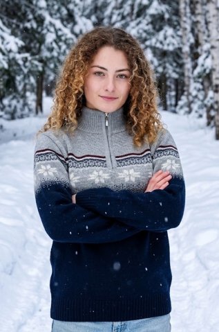 Ewident - Cardigan de damă din lână norvegiană gri Nolana-Z