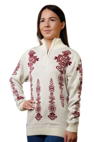 Sveter s nórskym vzorom Folka-Z natur-bordo