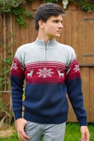 Męski niebieski norweski sweter wełniany NeroZ