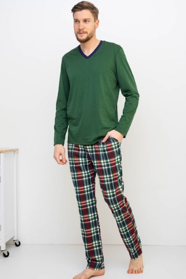 Moška pižama s dolgimi rokavi 31034 zelena
