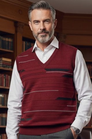 Pisan brezrokavnik v retro vzorcu Noris-BB bordo