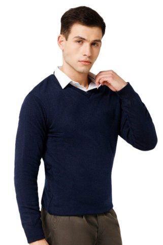 Pulover s V izrezom navy 950