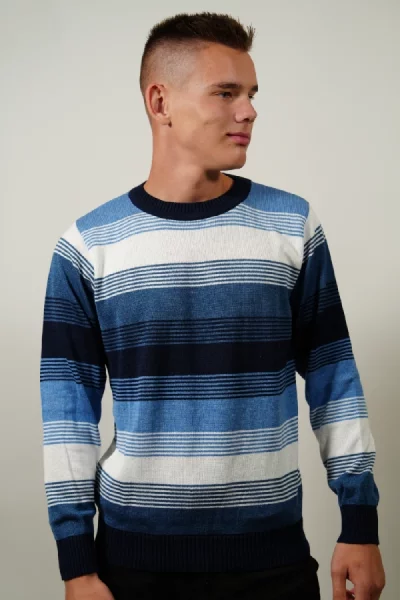 Pánsky pruhovaný  pulóver Aldo modrý