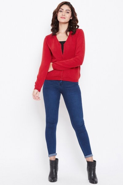 Elegáns női pulóver 00697 piros